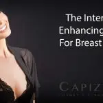 Happy woman in black nightgown with the words The Internal Bra: Enhancing Support For Breast Implants