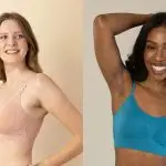Two women wearing the Coobie Bra After Breast Augmentation.
