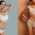 Two women displaying the results of their breast augmentation surgery.